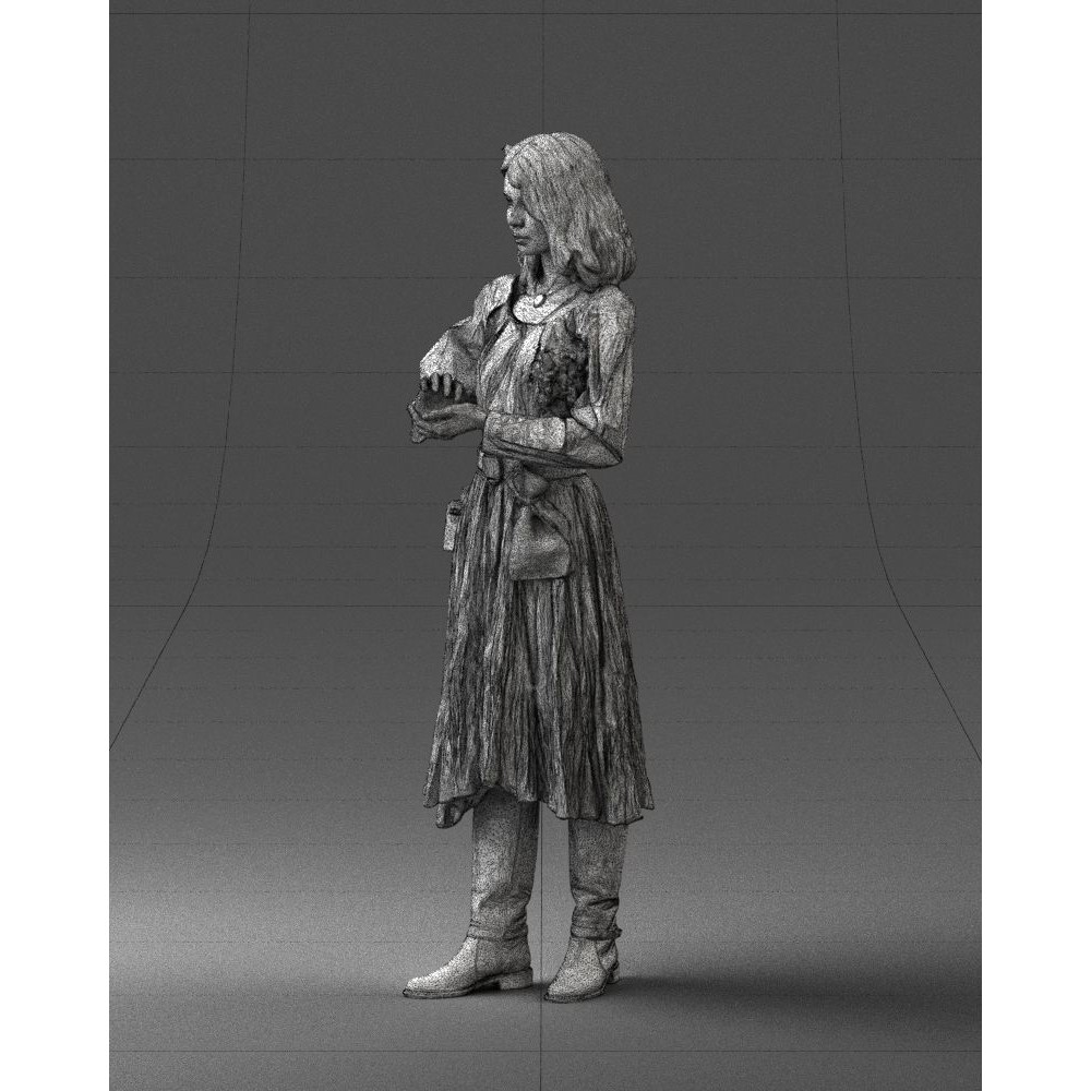 Young Woman 3D Model – Historical Fantasy Character, FBX, PBR - View 31