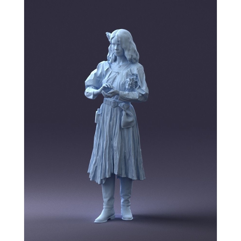 Young Woman 3D Model – Historical Fantasy Character, FBX, PBR - View 33