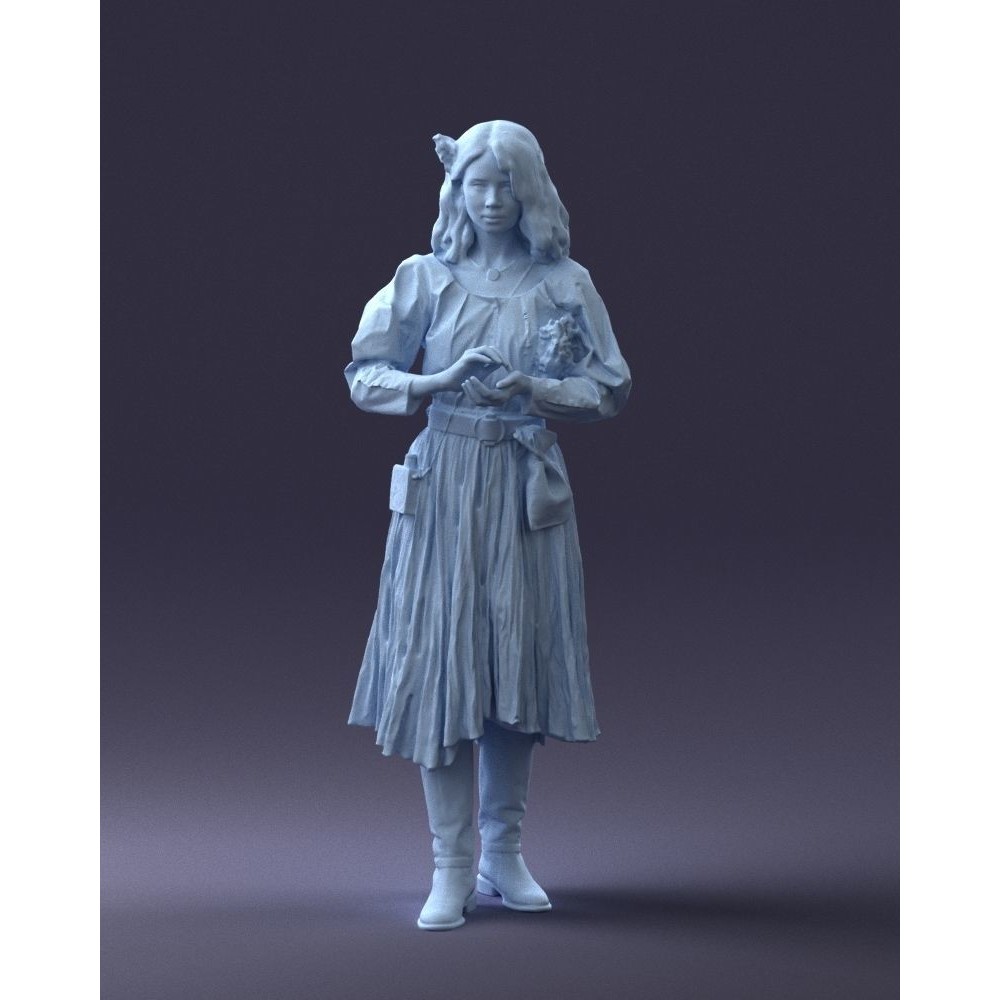 Young Woman 3D Model – Historical Fantasy Character, FBX, PBR - View 36