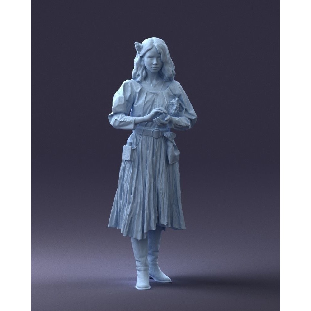 Young Woman 3D Model – Historical Fantasy Character, FBX, PBR - View 6