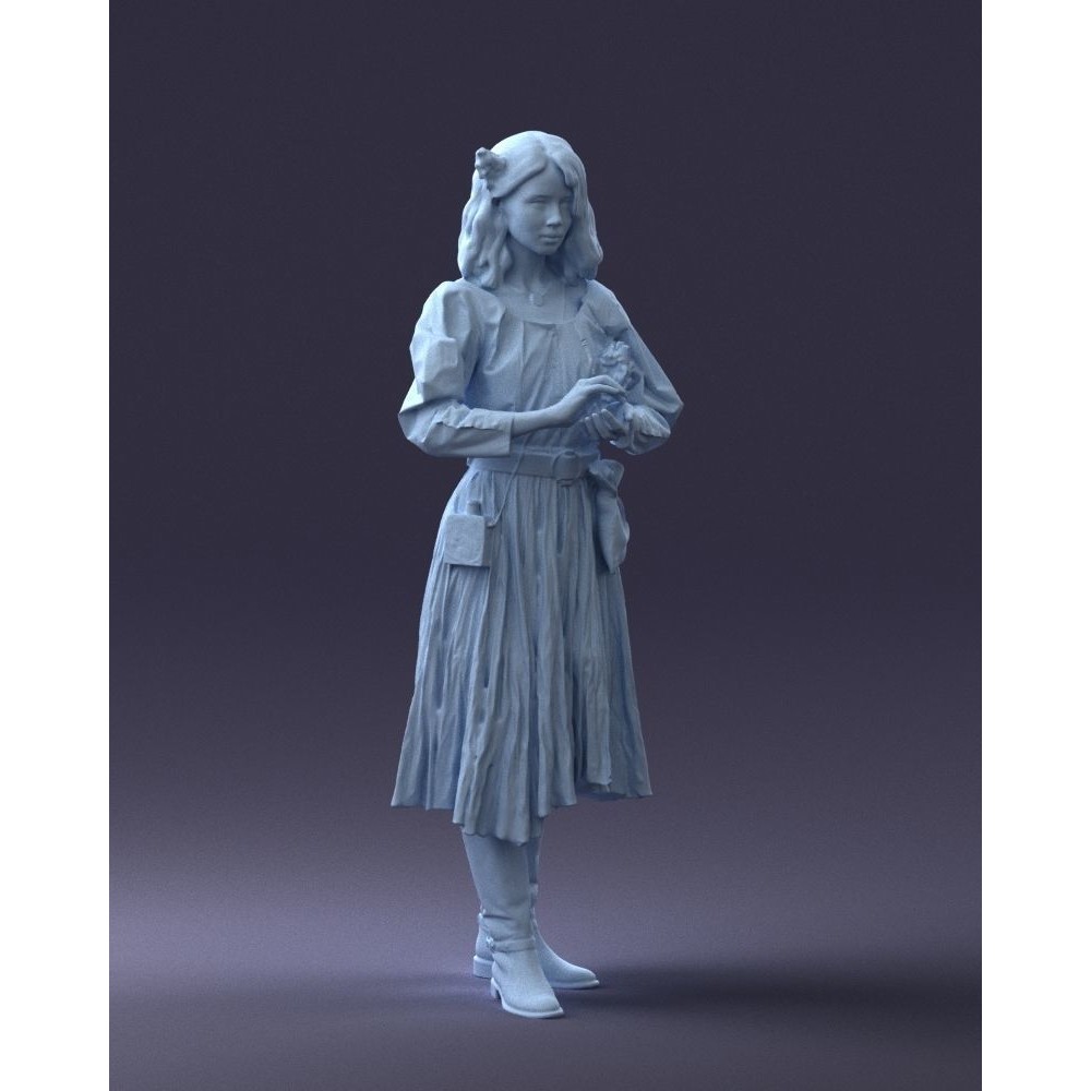 Young Woman 3D Model – Historical Fantasy Character, FBX, PBR - View 9