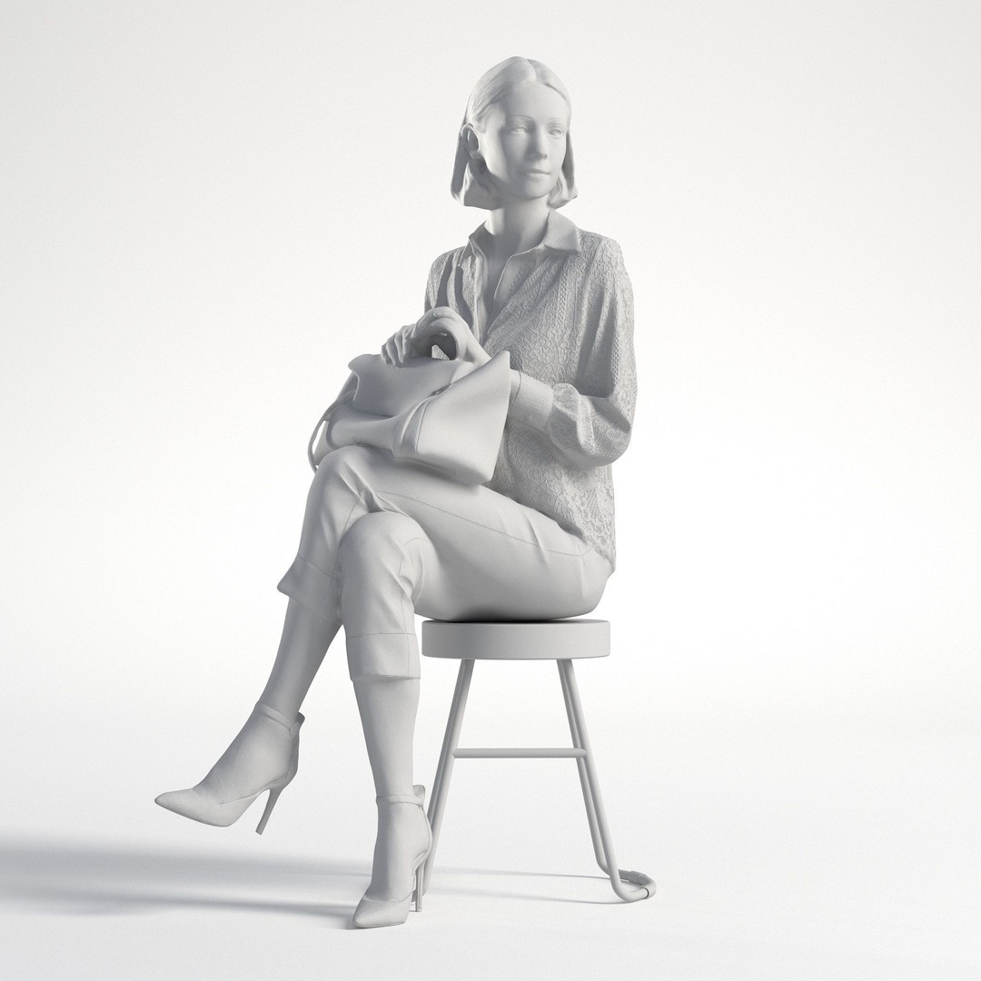 Woman 3D Model – Low Poly Business Outfit Character for Rendering - View 10