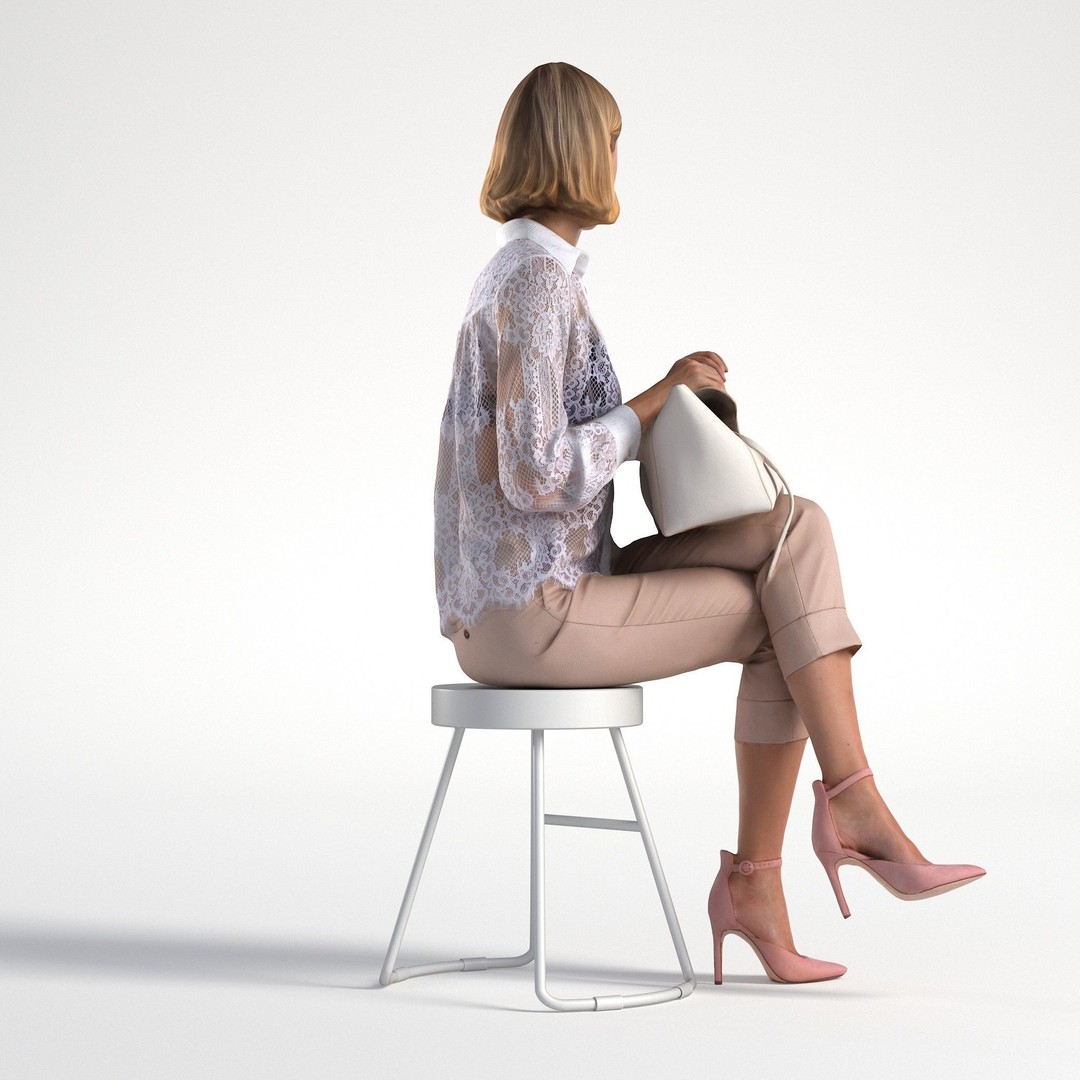 Woman 3D Model – Low Poly Business Outfit Character for Rendering - View 5