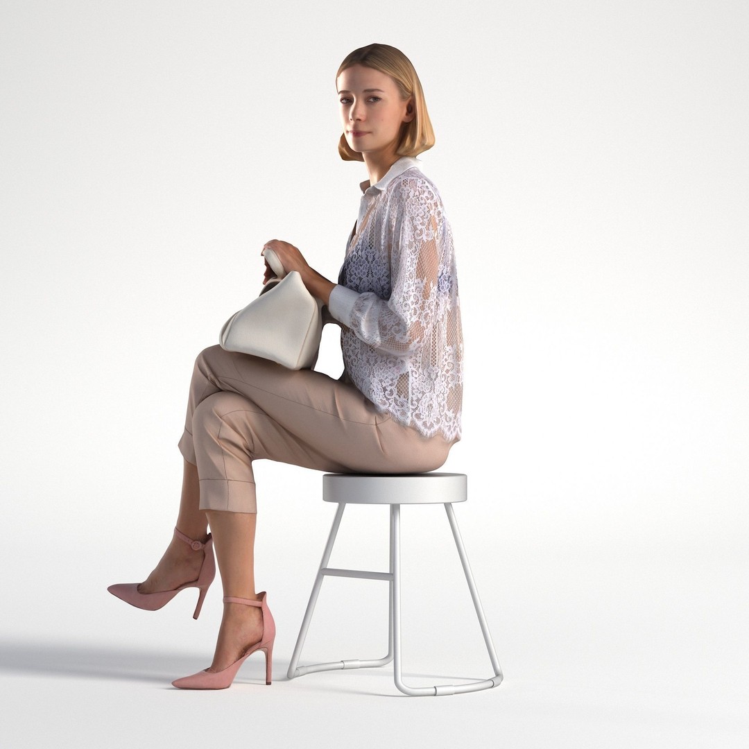 Woman 3D Model – Low Poly Business Outfit Character for Rendering - View 9
