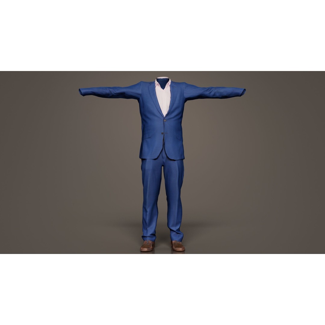 Business Costume 3D Model – Low Poly Character Asset, FBX - View 3