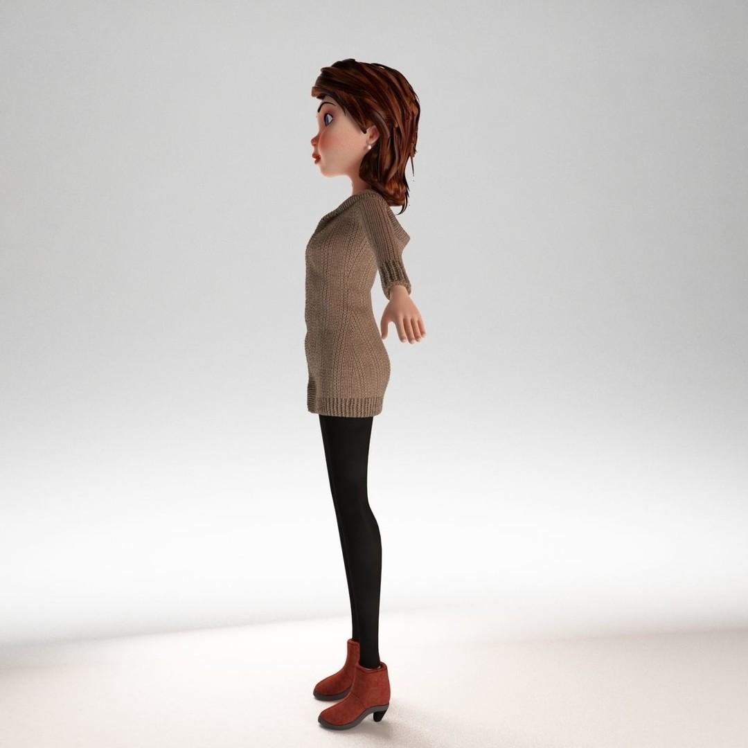 Cartoon Girl 3D Model – Rigged Low-Poly Character, FBX, OBJ - View 10