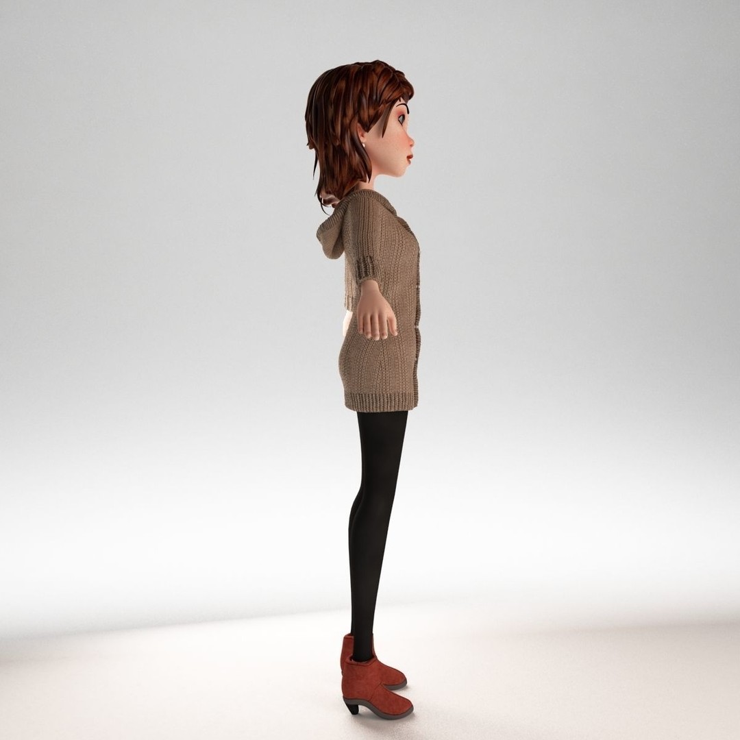 Cartoon Girl 3D Model – Rigged Low-Poly Character, FBX, OBJ - View 14
