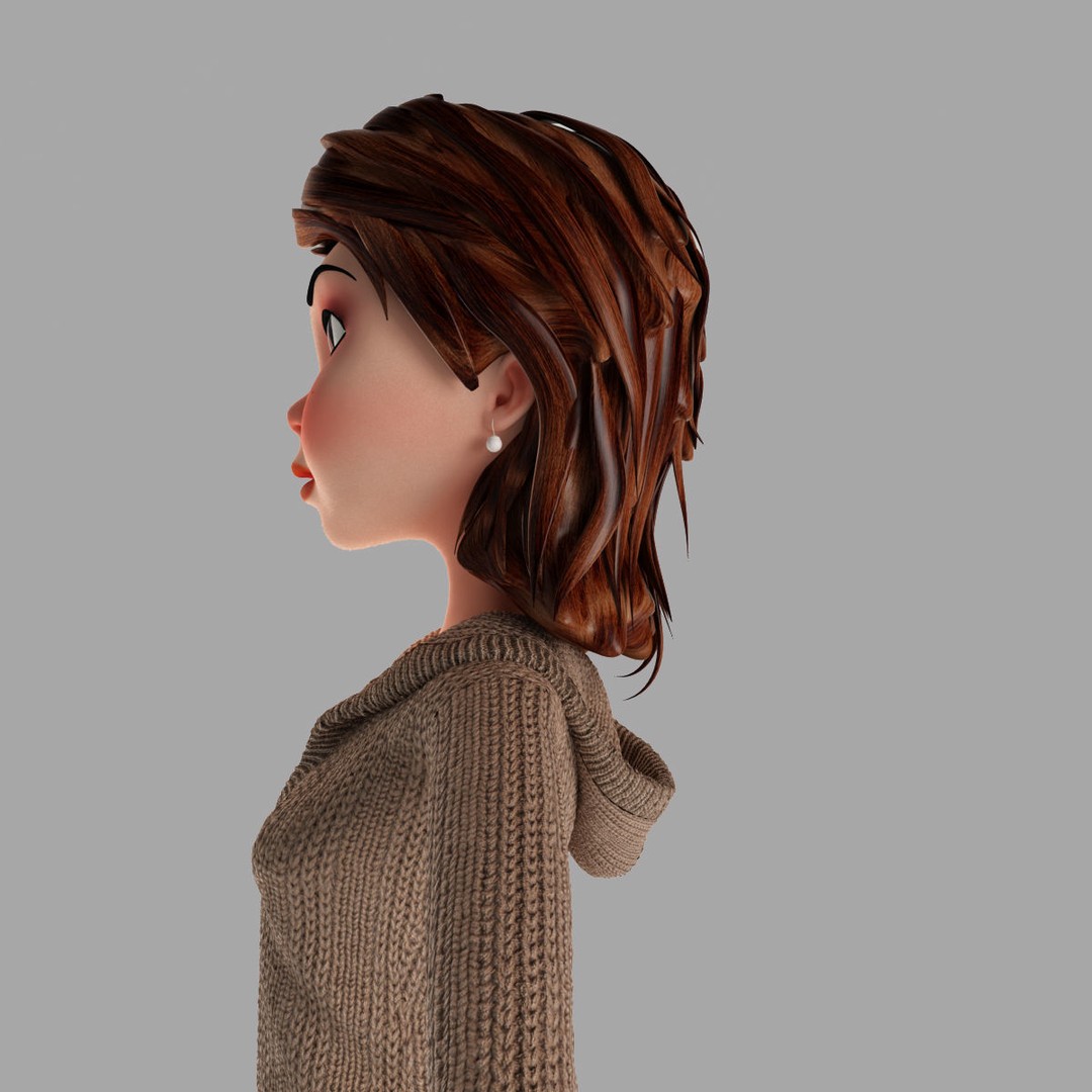 Cartoon Girl 3D Model – Rigged Low-Poly Character, FBX, OBJ - View 16