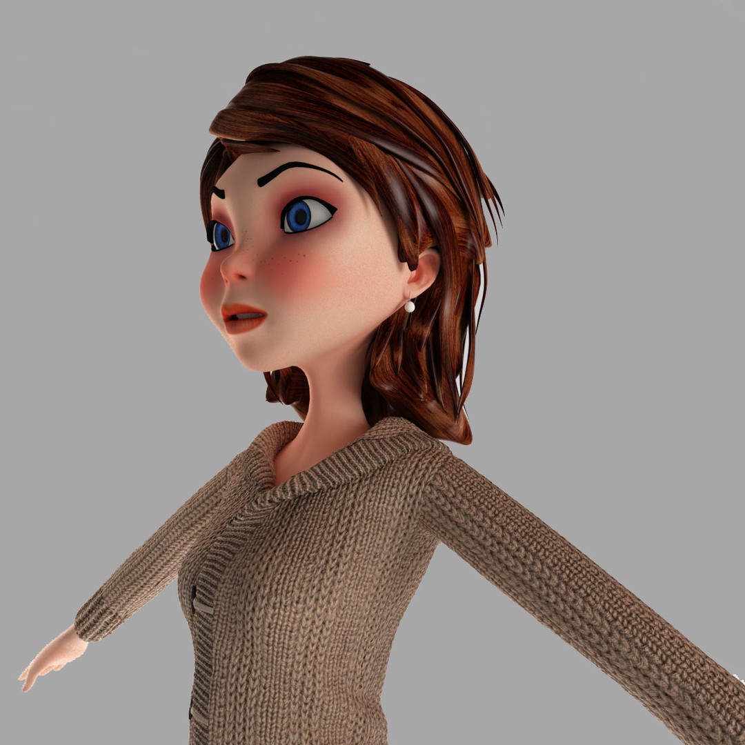 Cartoon Girl 3D Model – Rigged Low-Poly Character, FBX, OBJ - View 17