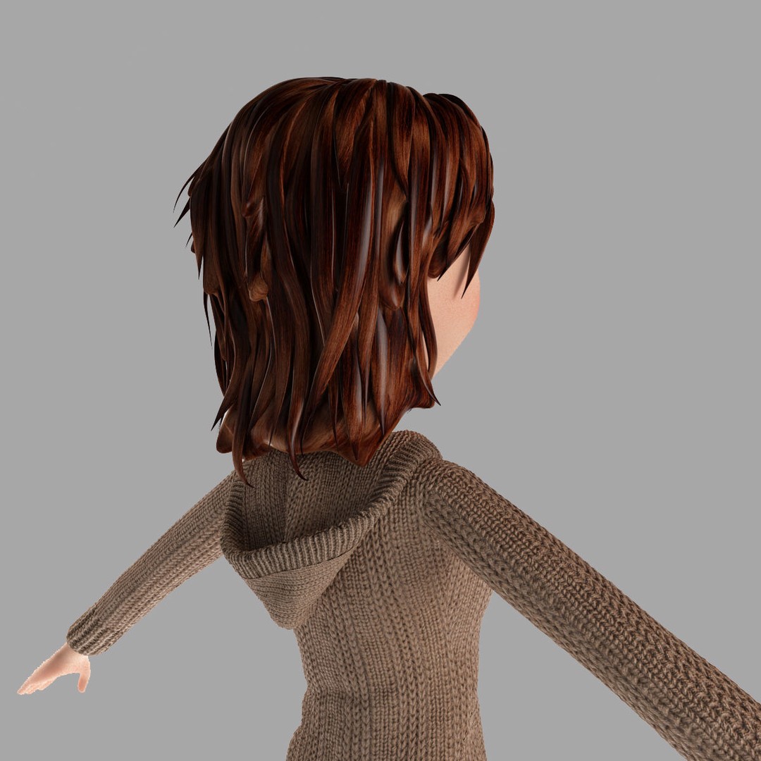 Cartoon Girl 3D Model – Rigged Low-Poly Character, FBX, OBJ - View 18
