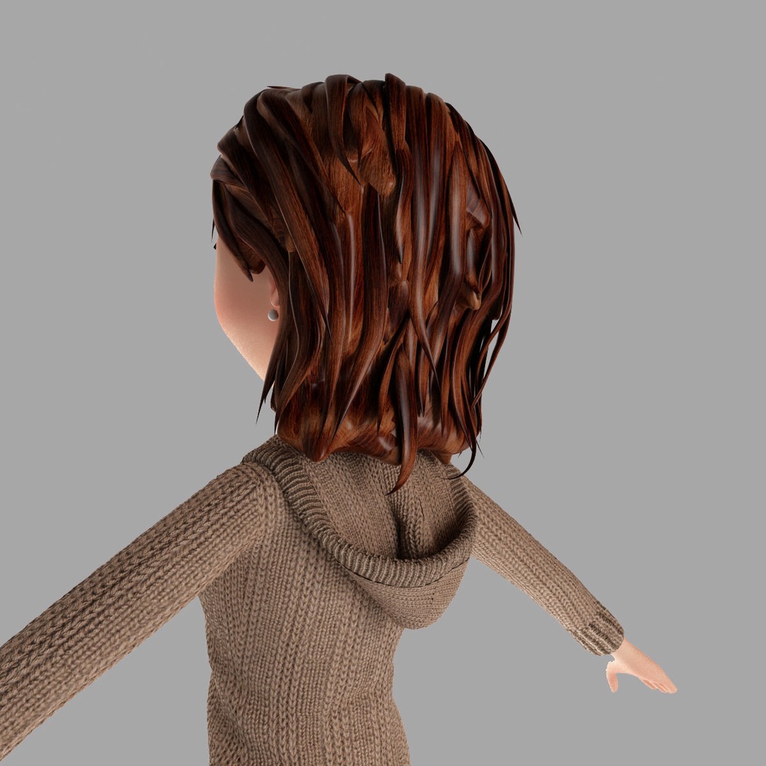 Cartoon Girl 3D Model – Rigged Low-Poly Character, FBX, OBJ - View 20