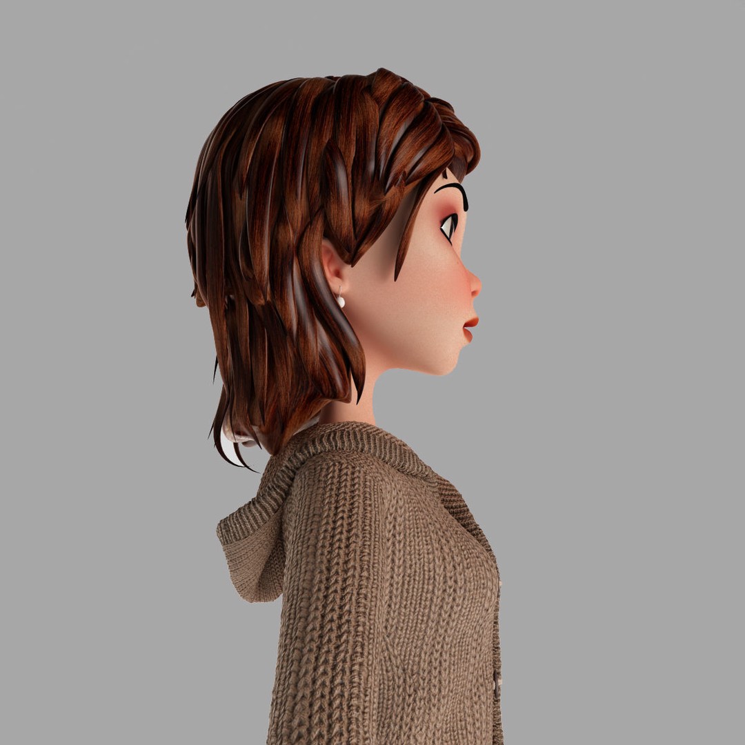 Cartoon Girl 3D Model – Rigged Low-Poly Character, FBX, OBJ - View 21