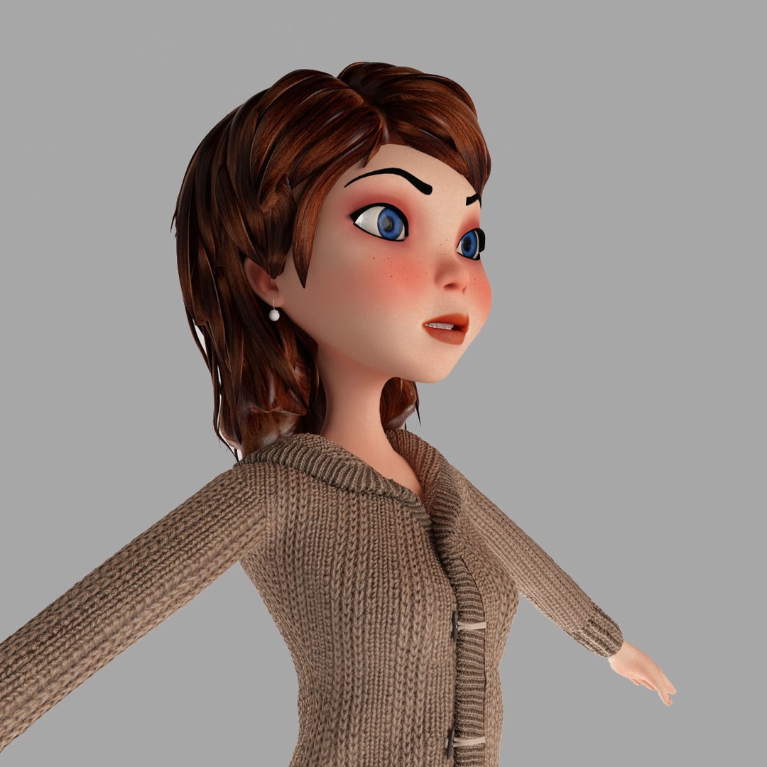 Cartoon Girl 3D Model – Rigged Low-Poly Character, FBX, OBJ - View 23