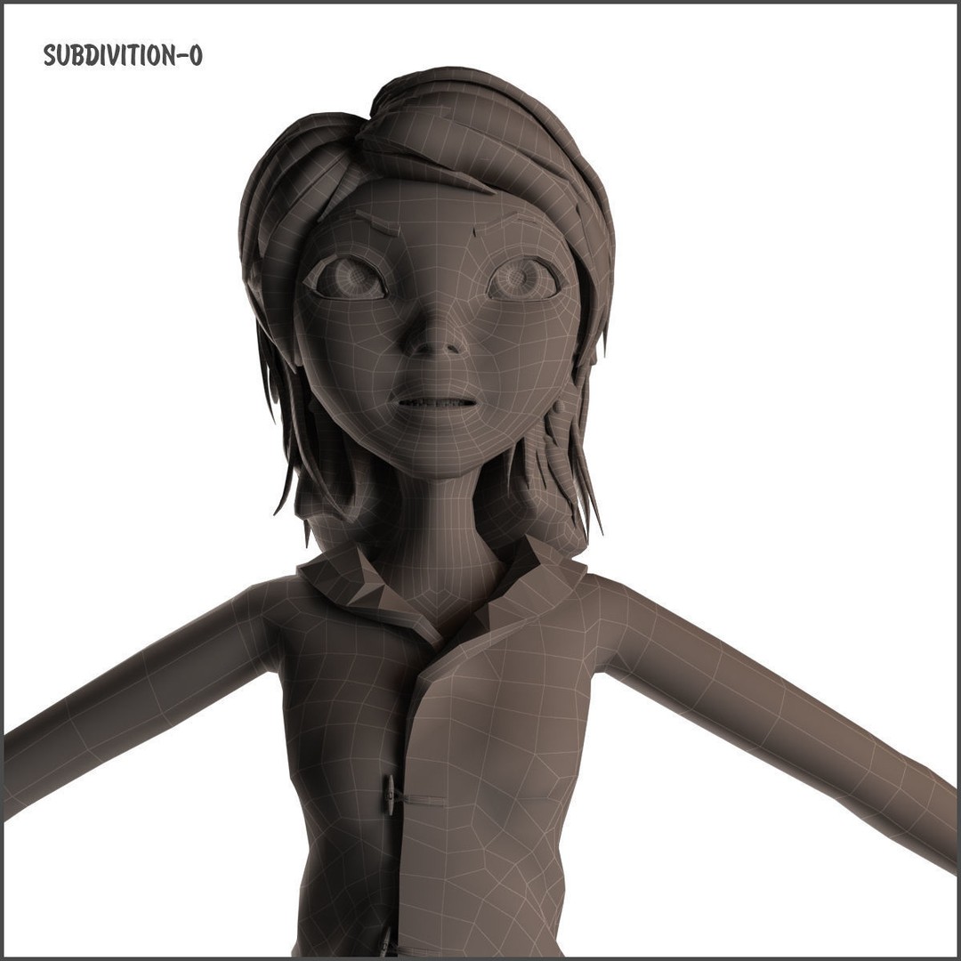 Cartoon Girl 3D Model – Rigged Low-Poly Character, FBX, OBJ - View 25