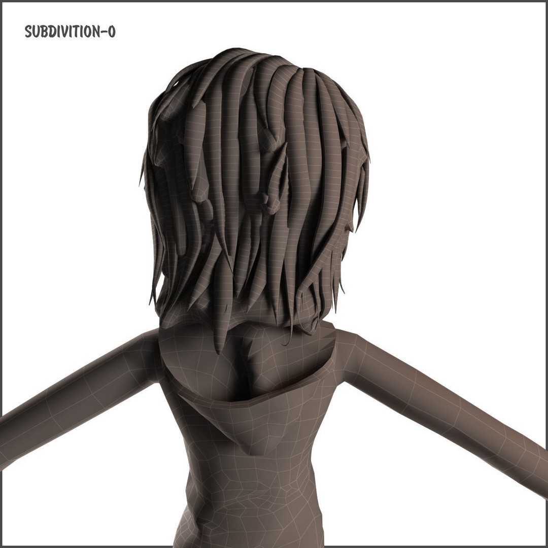 Cartoon Girl 3D Model – Rigged Low-Poly Character, FBX, OBJ - View 26