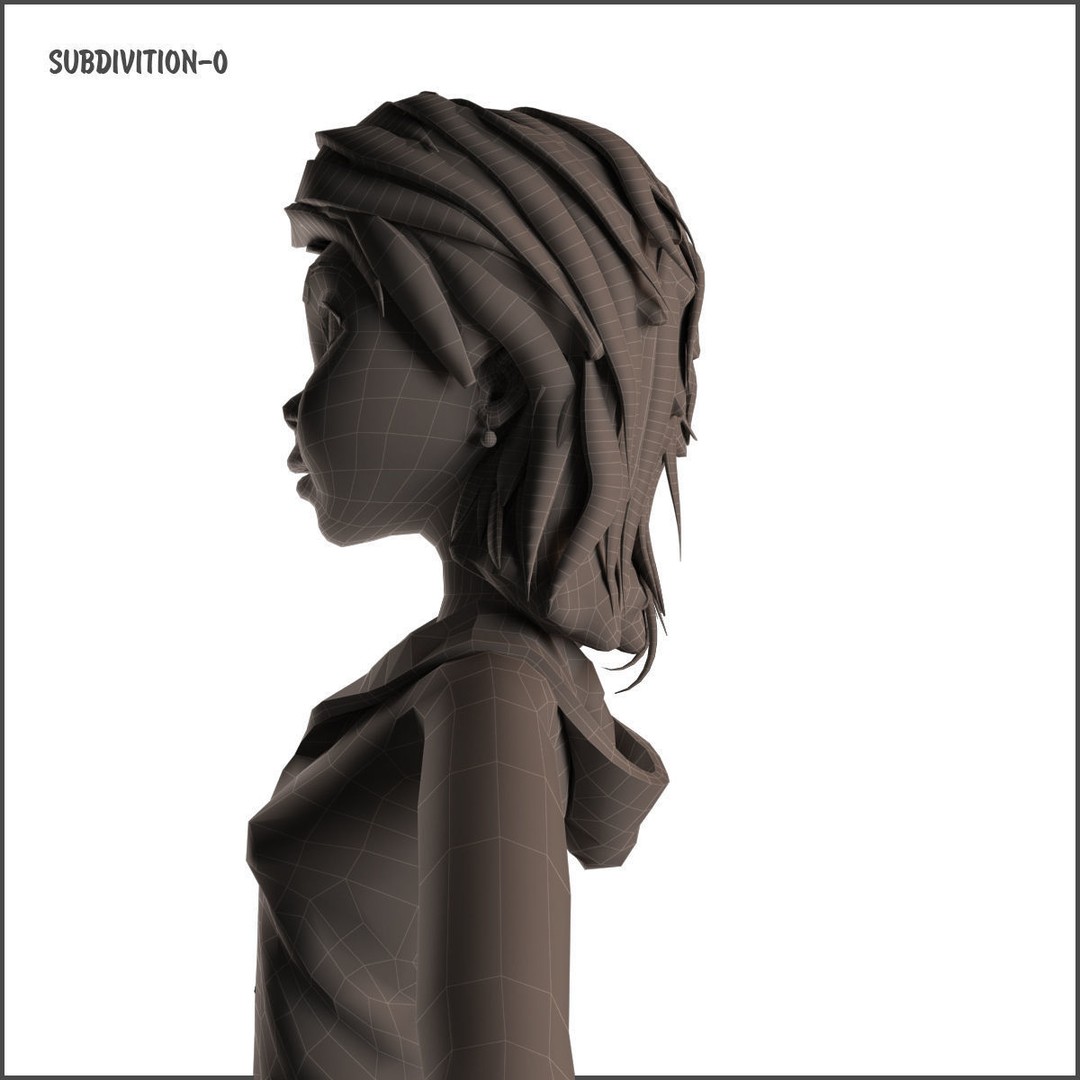 Cartoon Girl 3D Model – Rigged Low-Poly Character, FBX, OBJ - View 27