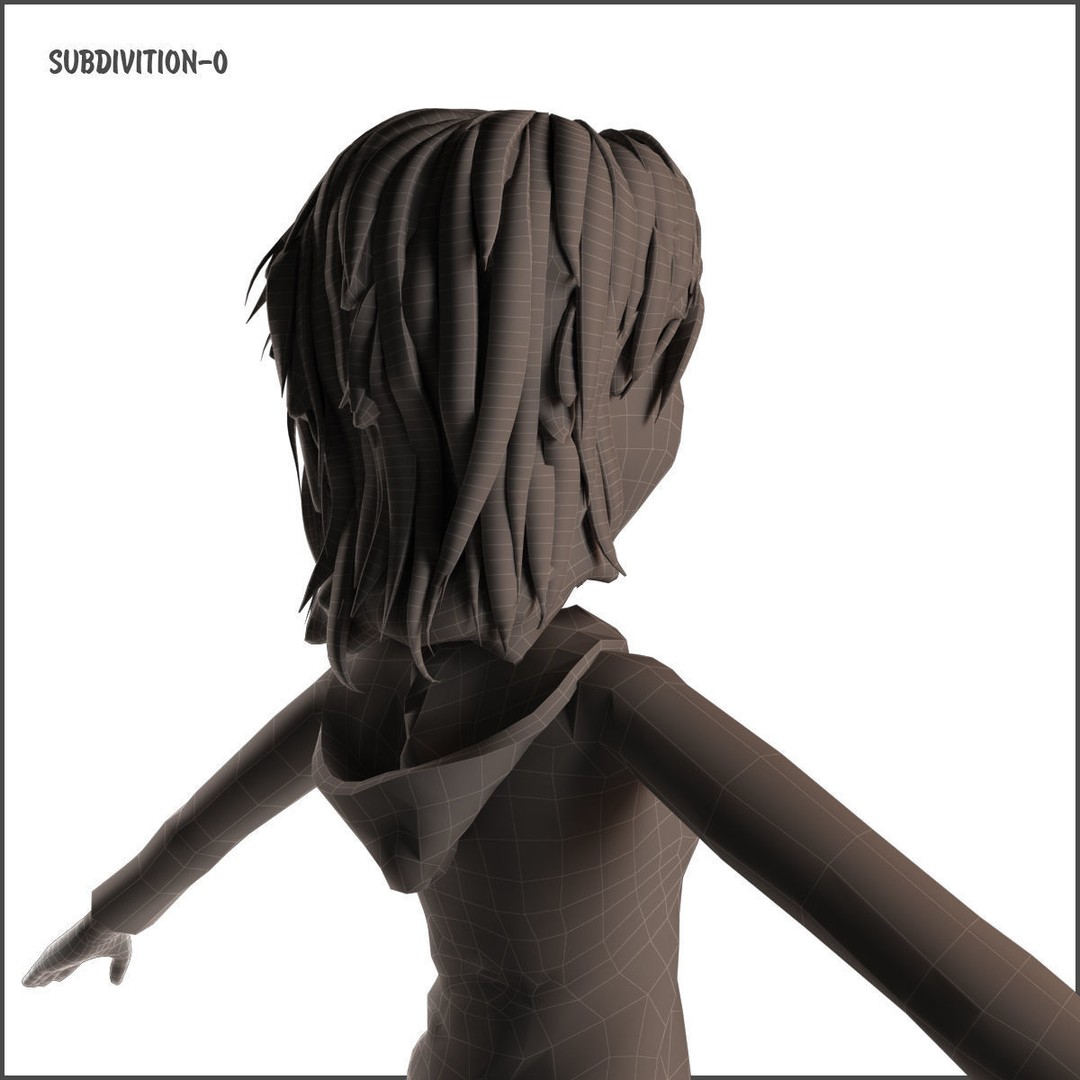 Cartoon Girl 3D Model – Rigged Low-Poly Character, FBX, OBJ - View 28