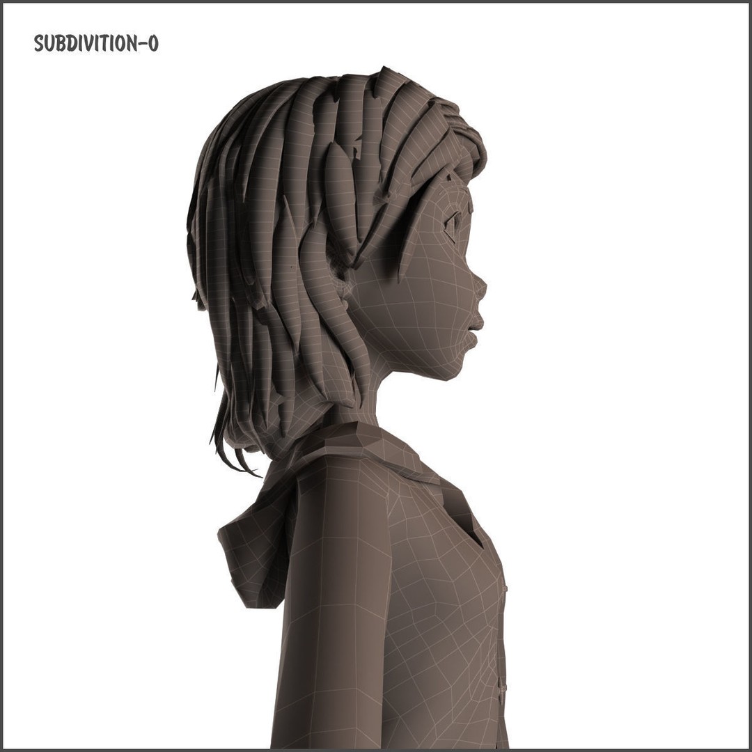 Cartoon Girl 3D Model – Rigged Low-Poly Character, FBX, OBJ - View 29