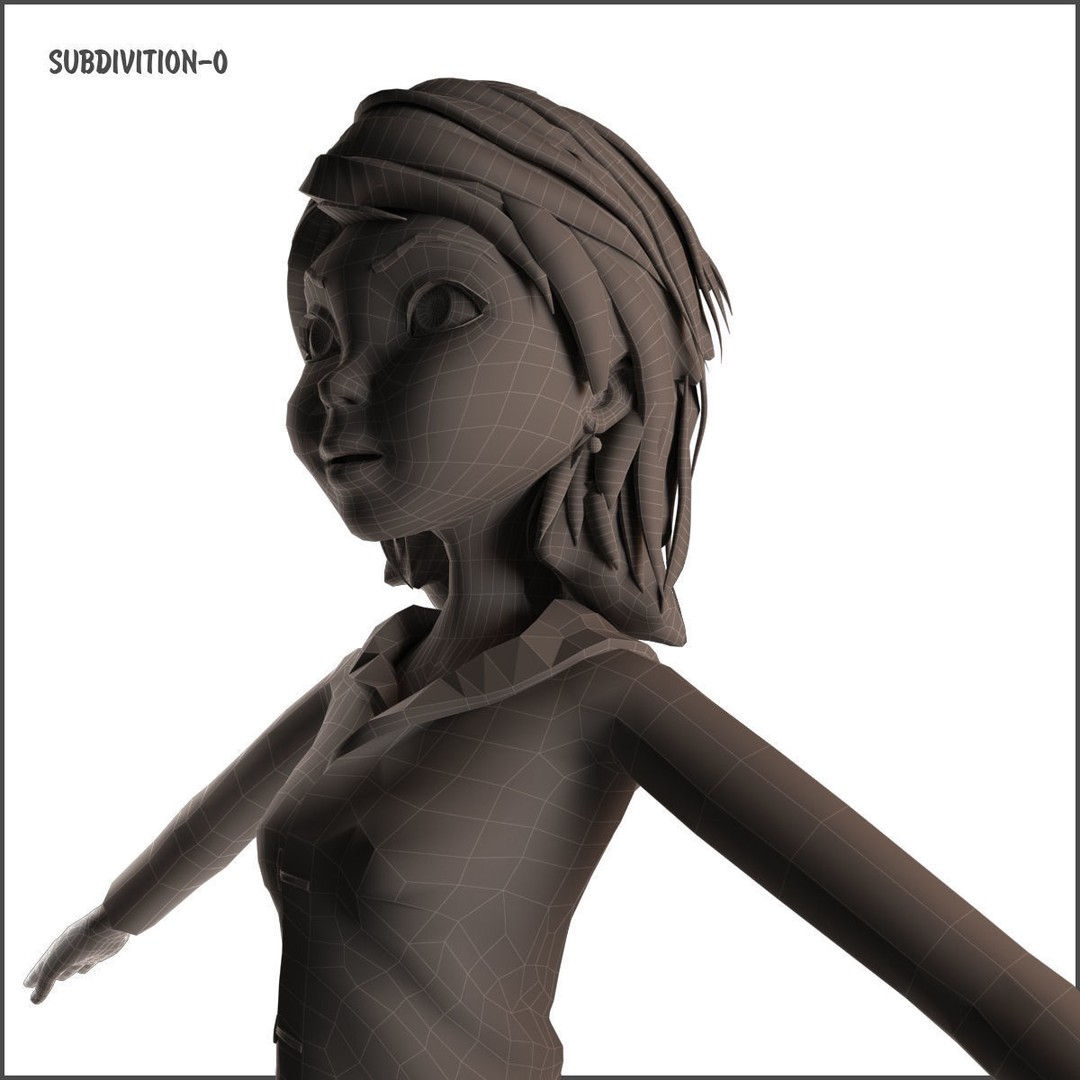Cartoon Girl 3D Model – Rigged Low-Poly Character, FBX, OBJ - View 30