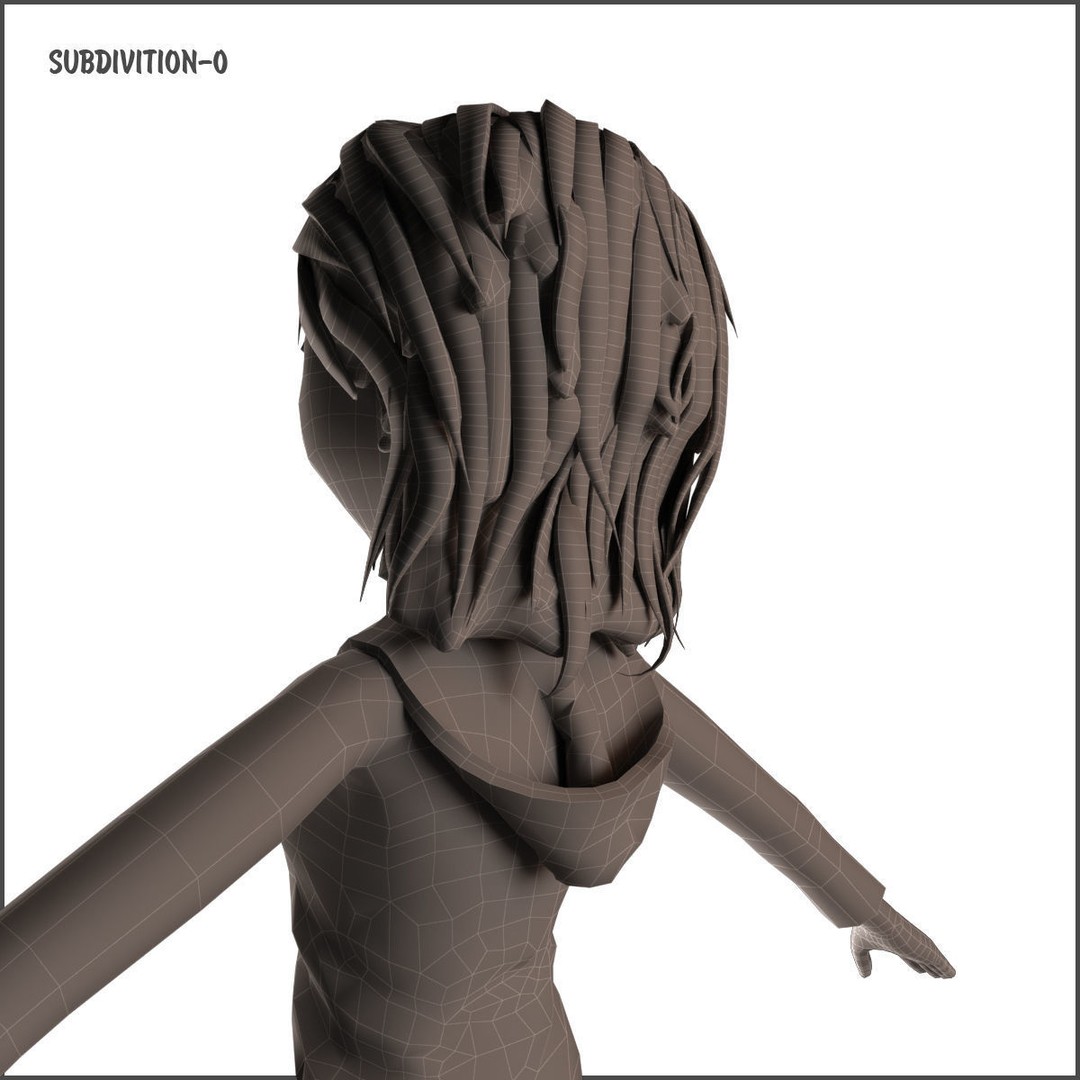 Cartoon Girl 3D Model – Rigged Low-Poly Character, FBX, OBJ - View 31