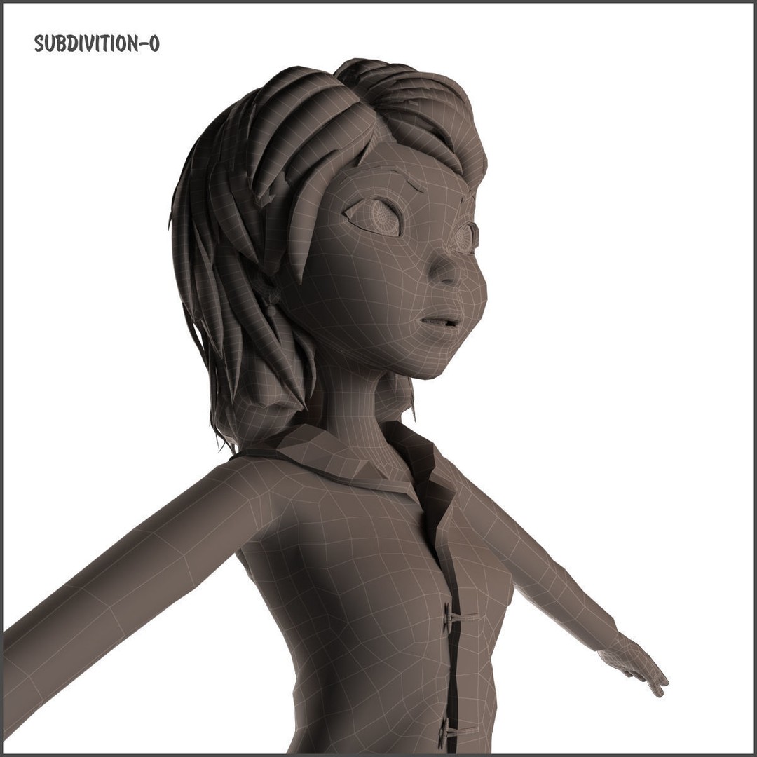 Cartoon Girl 3D Model – Rigged Low-Poly Character, FBX, OBJ - View 32