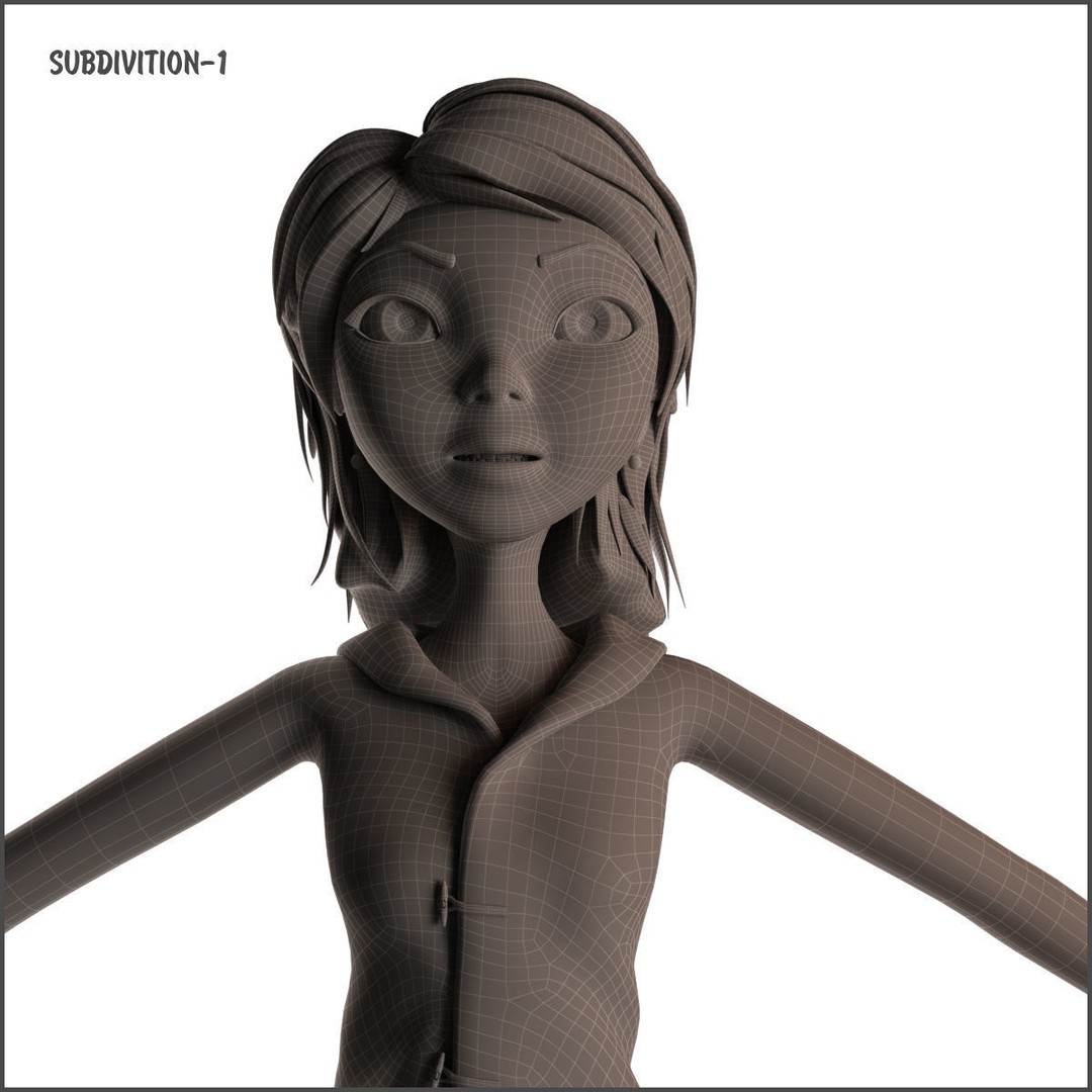 Cartoon Girl 3D Model – Rigged Low-Poly Character, FBX, OBJ - View 33