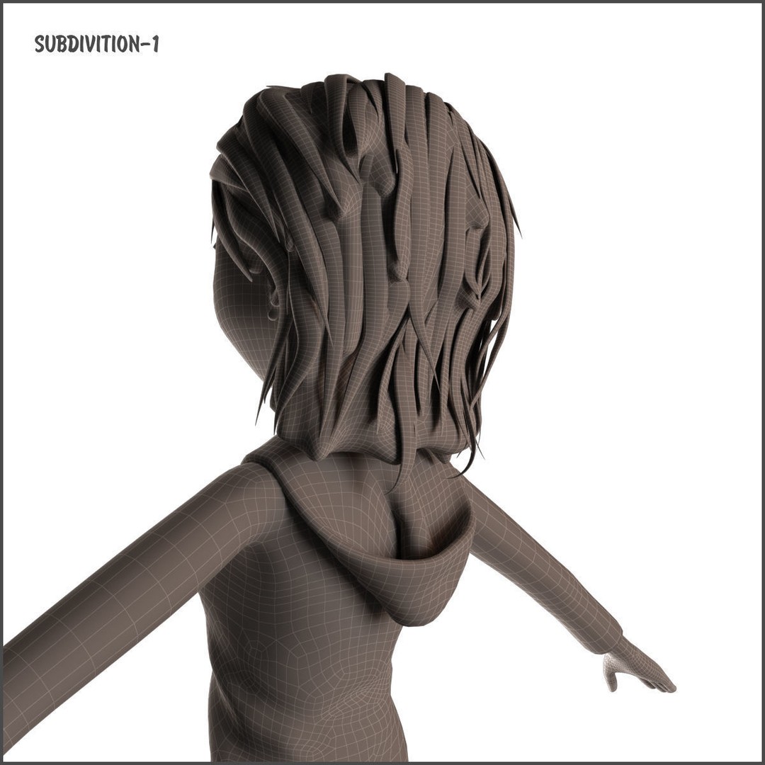 Cartoon Girl 3D Model – Rigged Low-Poly Character, FBX, OBJ - View 35
