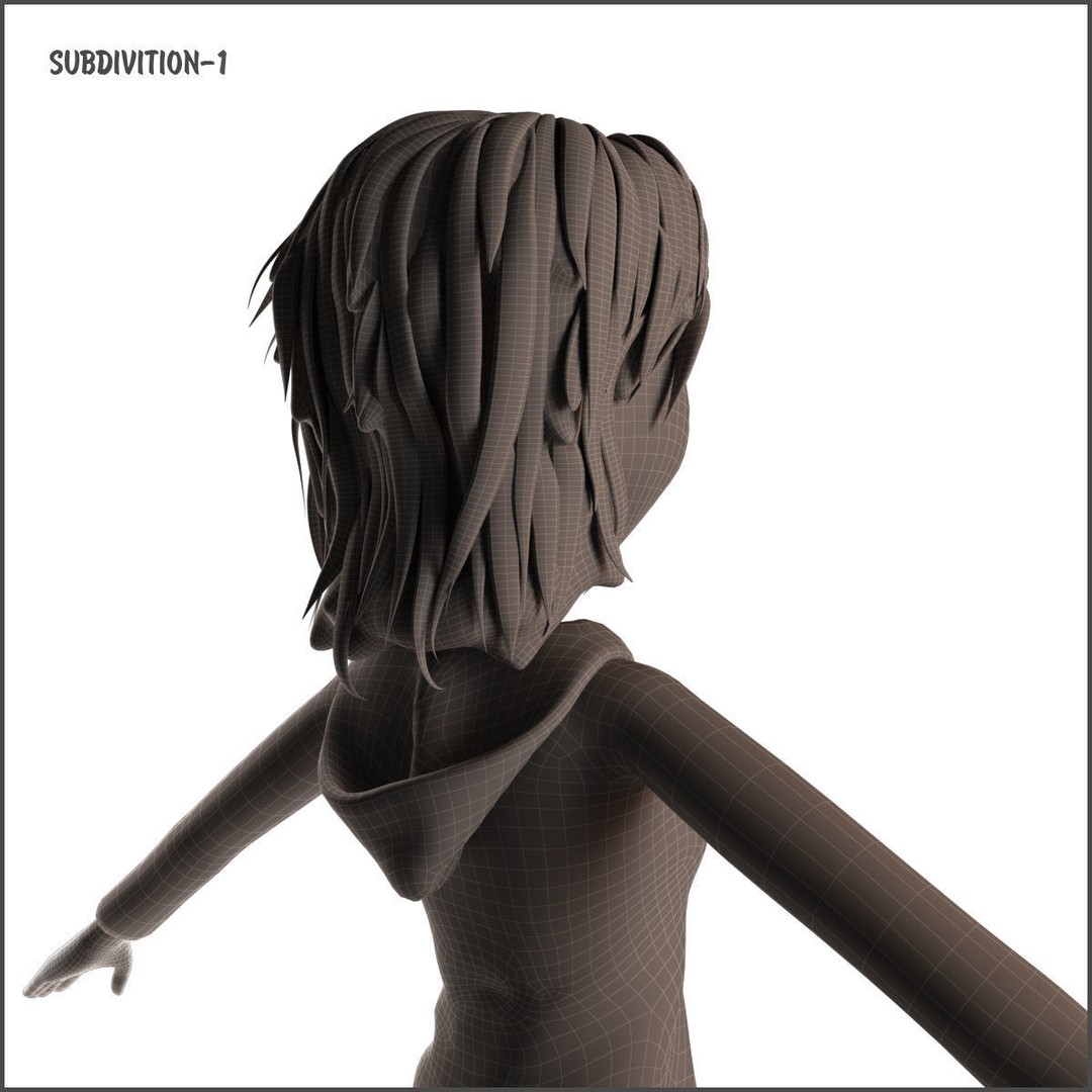 Cartoon Girl 3D Model – Rigged Low-Poly Character, FBX, OBJ - View 37