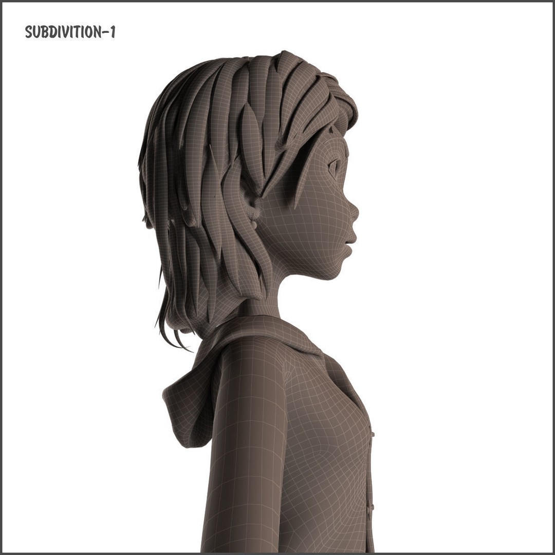 Cartoon Girl 3D Model – Rigged Low-Poly Character, FBX, OBJ - View 38