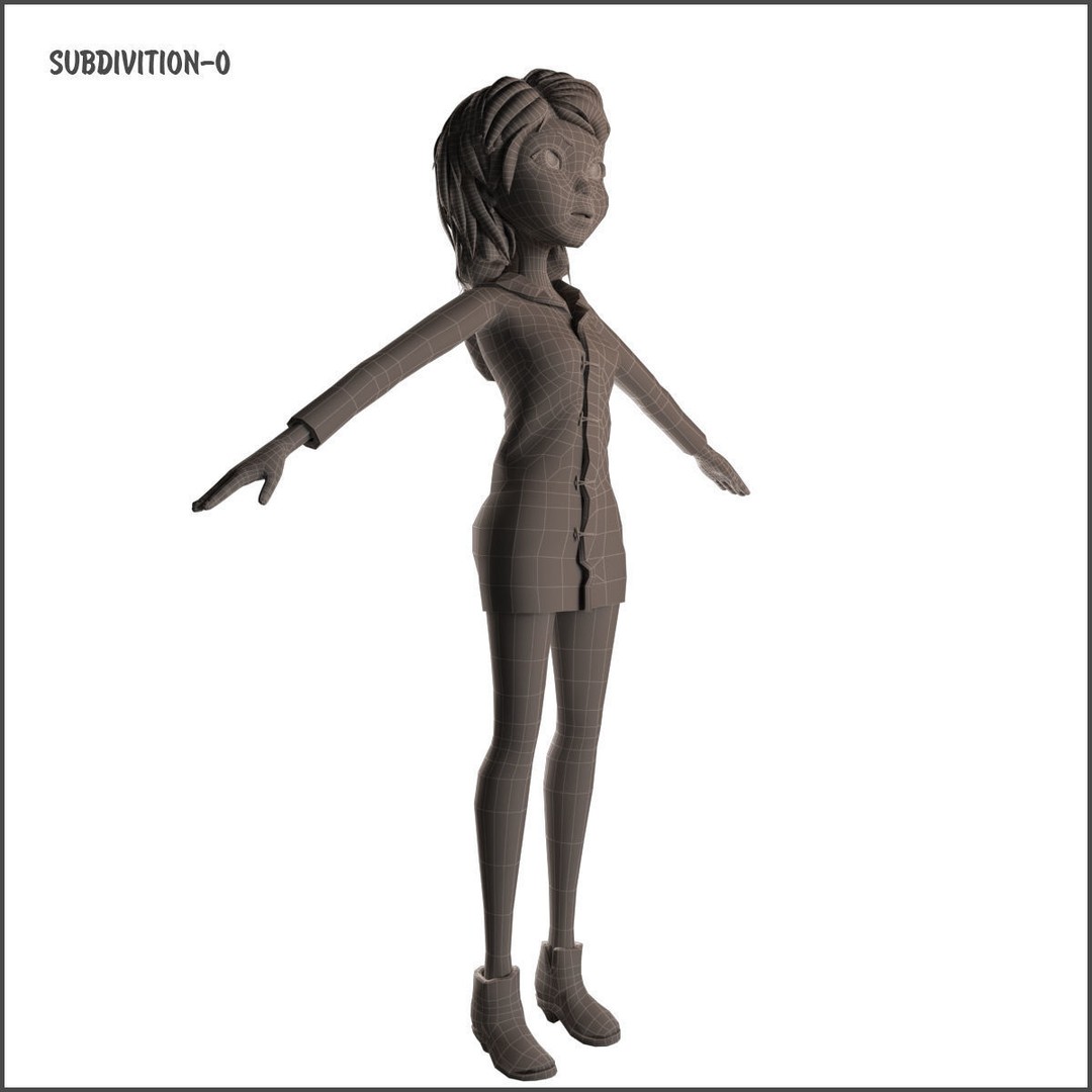 Cartoon Girl 3D Model – Rigged Low-Poly Character, FBX, OBJ - View 40