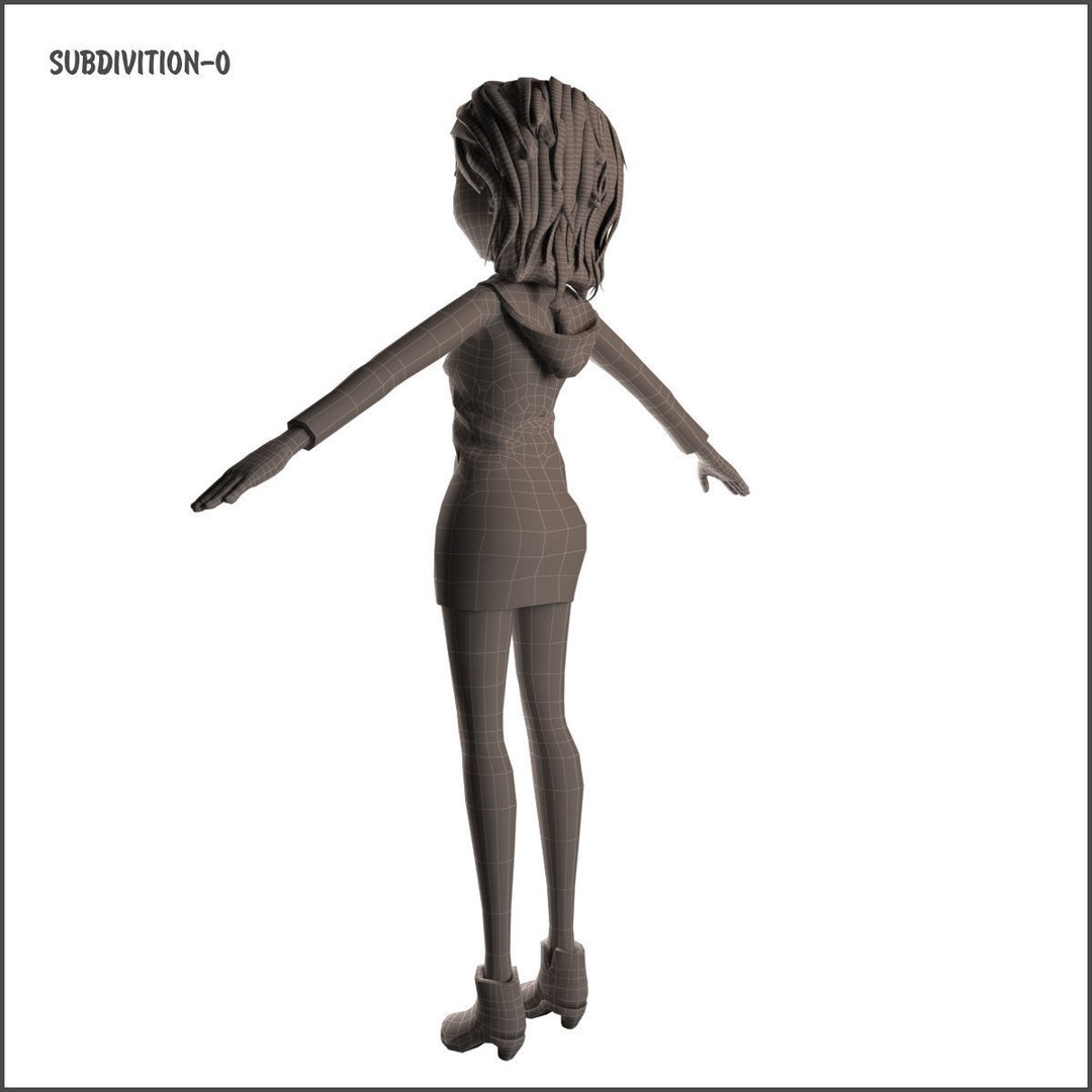 Cartoon Girl 3D Model – Rigged Low-Poly Character, FBX, OBJ - View 41