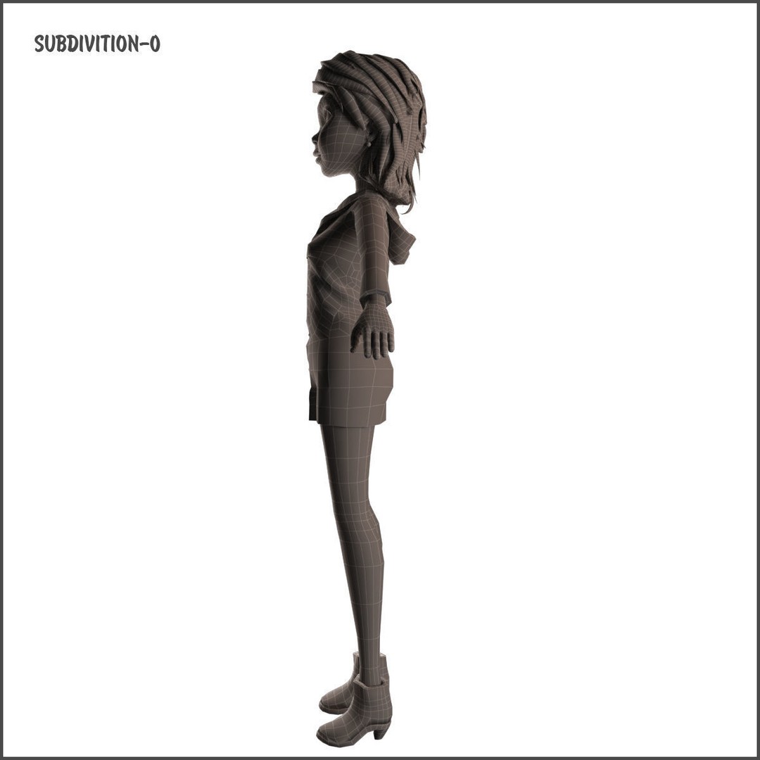 Cartoon Girl 3D Model – Rigged Low-Poly Character, FBX, OBJ - View 42