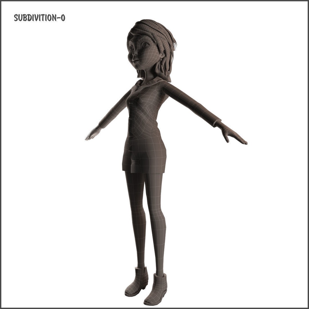 Cartoon Girl 3D Model – Rigged Low-Poly Character, FBX, OBJ - View 43