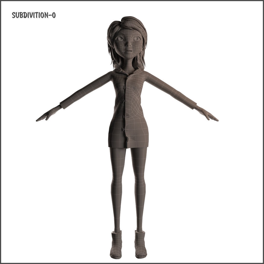 Cartoon Girl 3D Model – Rigged Low-Poly Character, FBX, OBJ - View 44