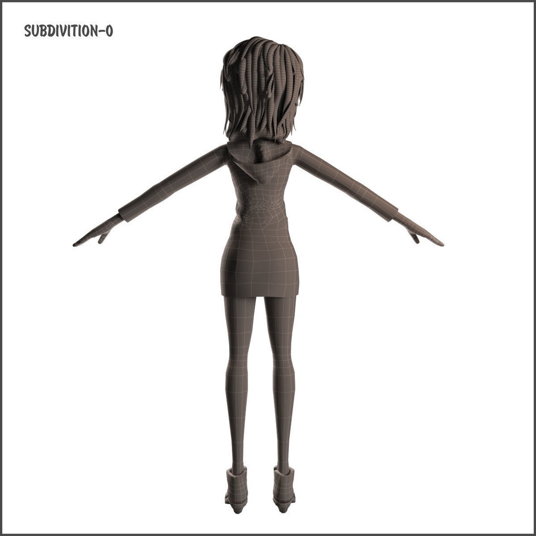 Cartoon Girl 3D Model – Rigged Low-Poly Character, FBX, OBJ - View 46
