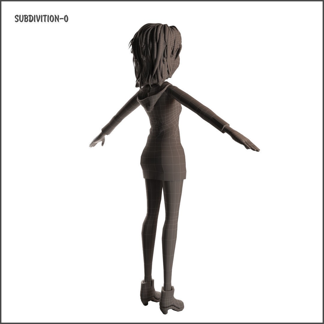 Cartoon Girl 3D Model – Rigged Low-Poly Character, FBX, OBJ - View 47