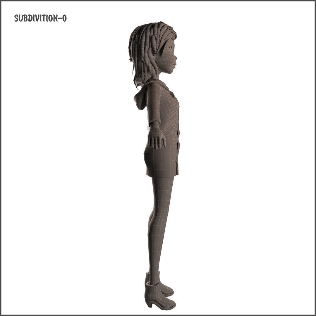 Cartoon Girl 3D Model – Rigged Low-Poly Character, FBX, OBJ - View 48