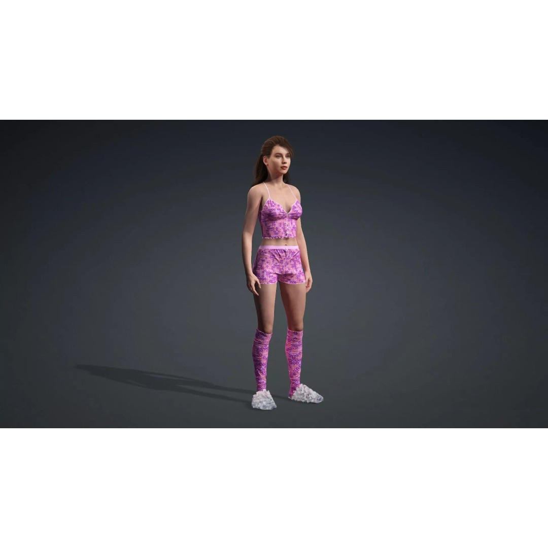 Attractive Woman Character 3D Model – Rigged, High Poly, FBX - View 11
