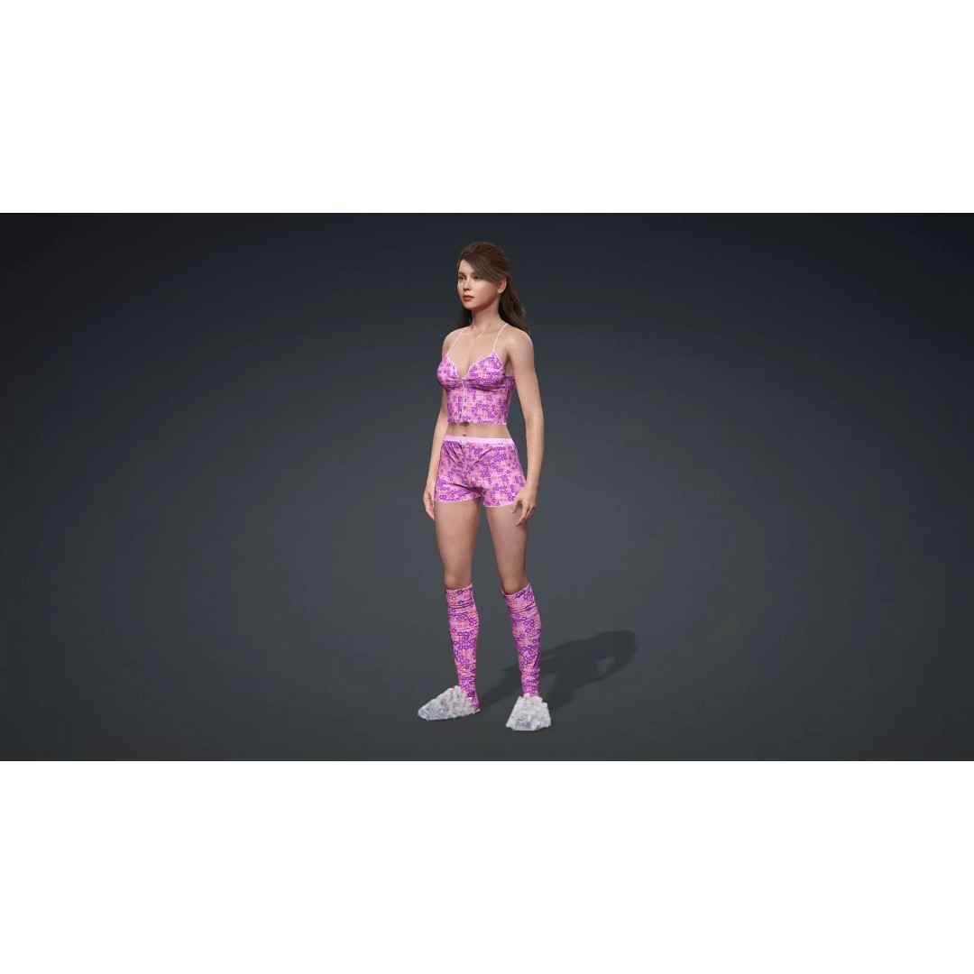 Attractive Woman Character 3D Model – Rigged, High Poly, FBX - View 12