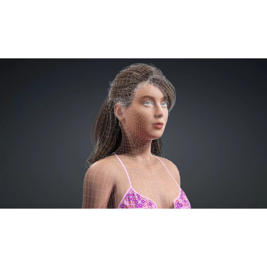 Attractive Woman Character 3D Model – Rigged, High Poly, FBX - View 19