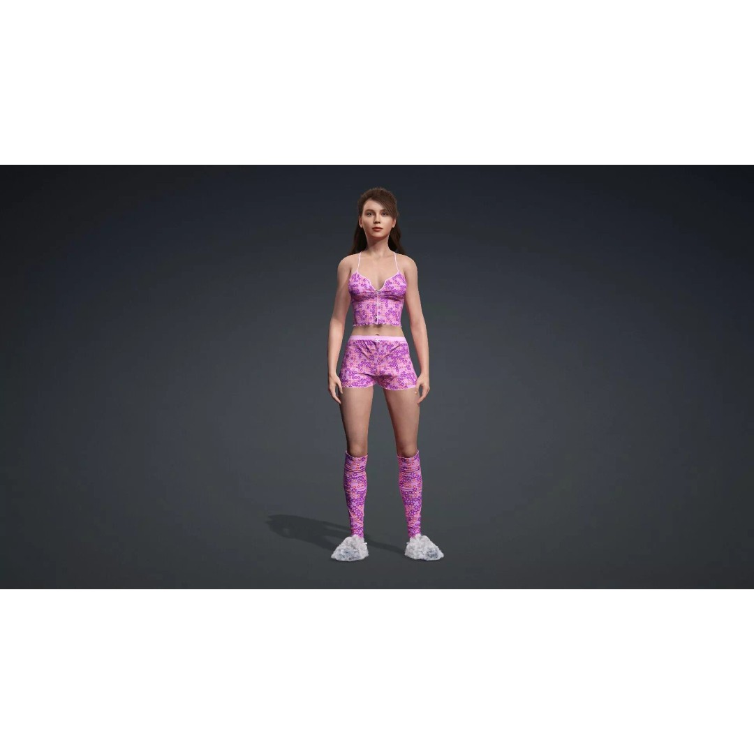 Attractive Woman Character 3D Model – Rigged, High Poly, FBX - View 3