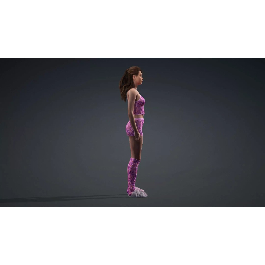 Attractive Woman Character 3D Model – Rigged, High Poly, FBX - View 4