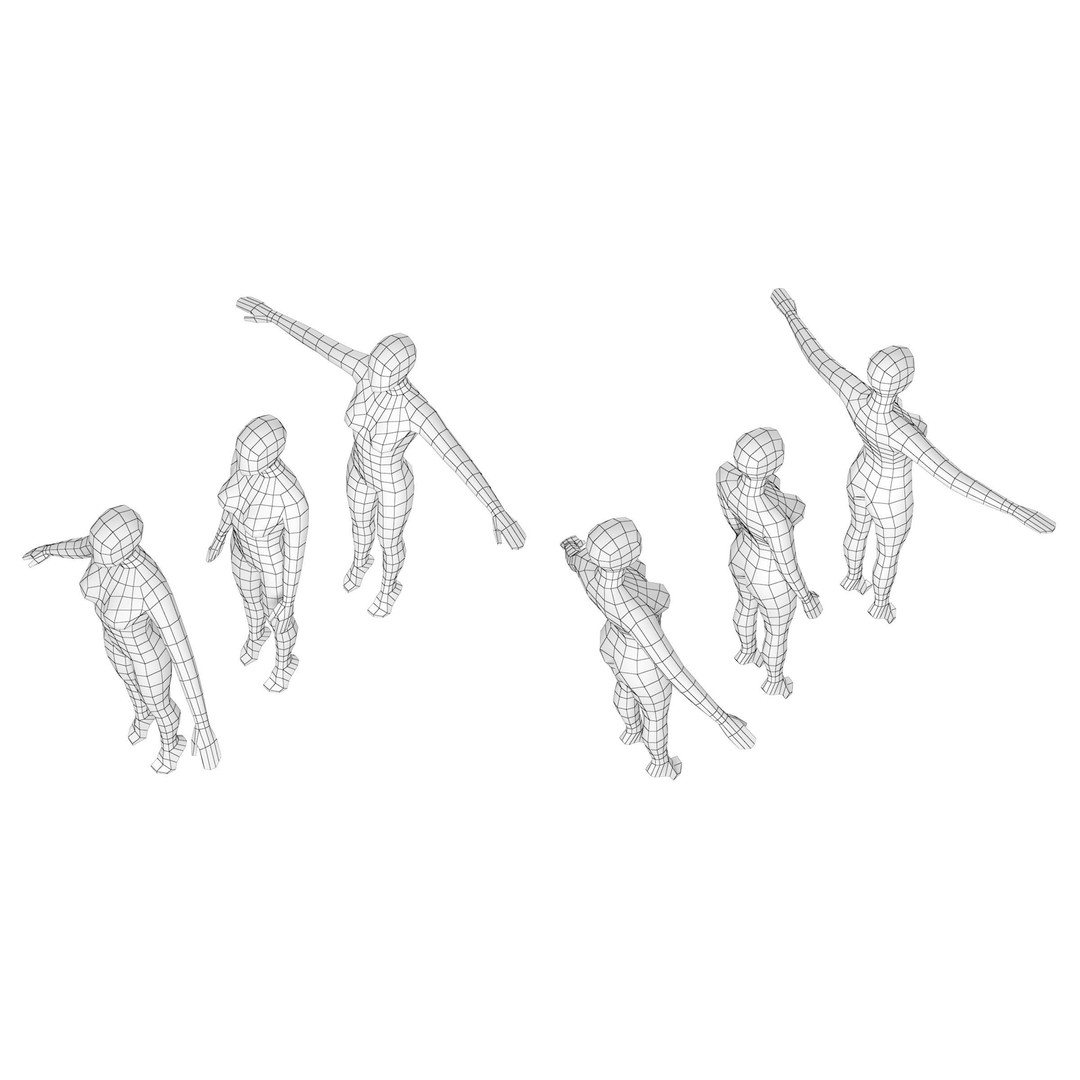 Natural Female 3D Model – Low Poly Base Mesh with Poses, FBX - View 17