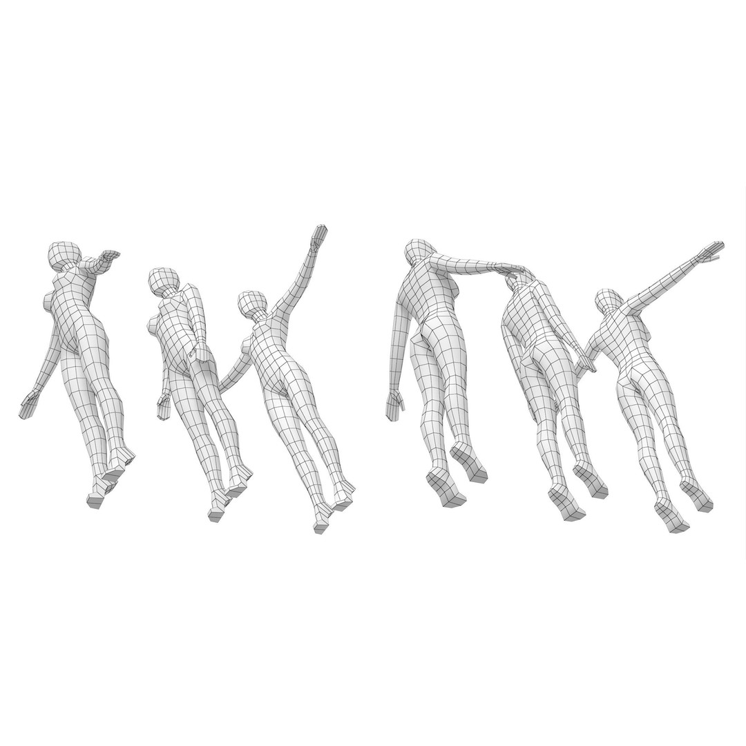 Natural Female 3D Model – Low Poly Base Mesh with Poses, FBX - View 18
