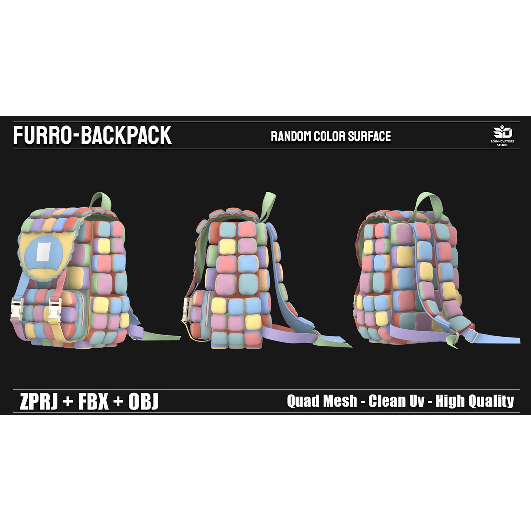 Furro-Backpack 3D Model – Stylized High Quality Game Asset, FBX/OBJ - View 10