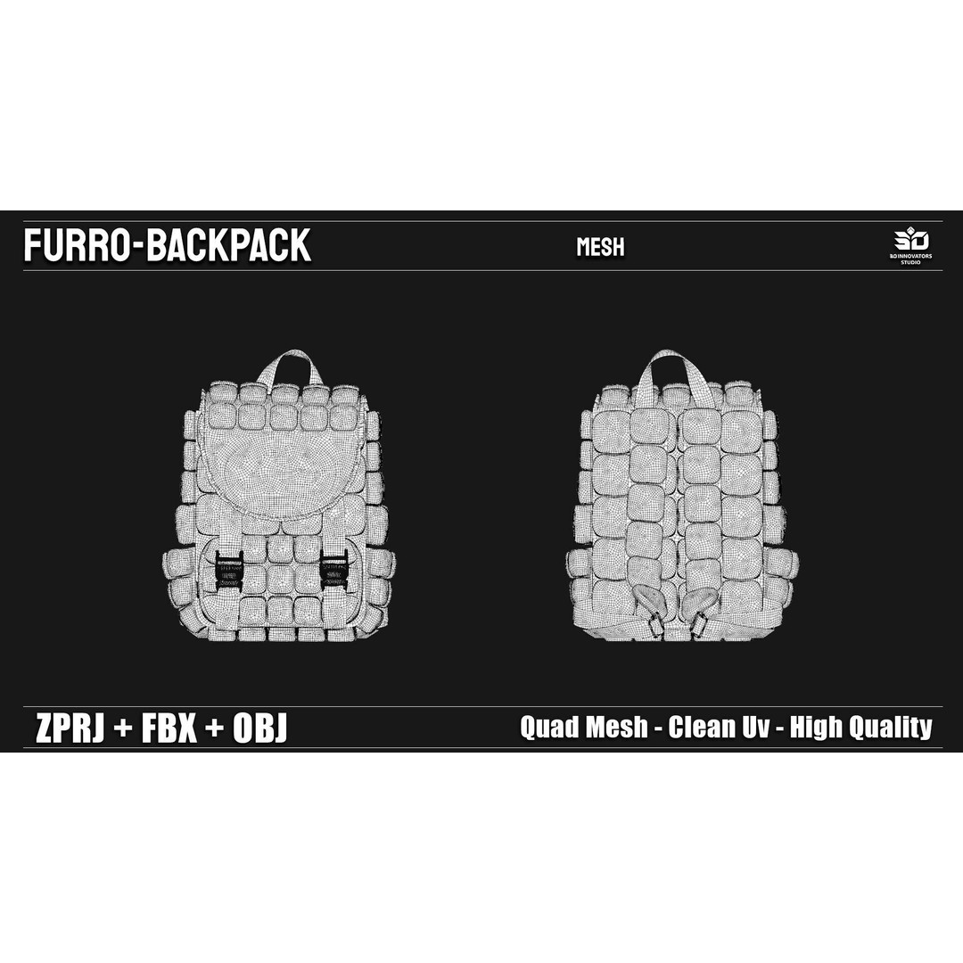 Furro-Backpack 3D Model – Stylized High Quality Game Asset, FBX/OBJ - View 11