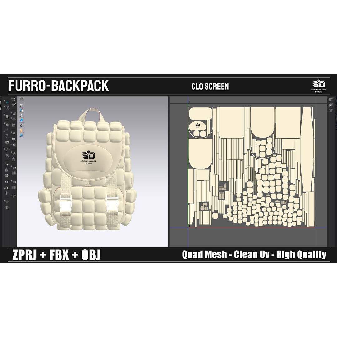 Furro-Backpack 3D Model – Stylized High Quality Game Asset, FBX/OBJ - View 14