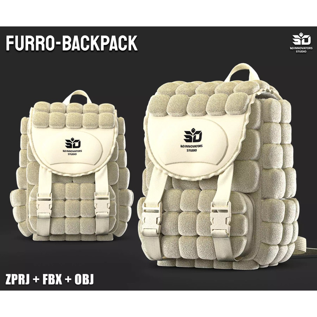 Furro-Backpack 3D Model – Stylized High Quality Game Asset, FBX/OBJ - View 2