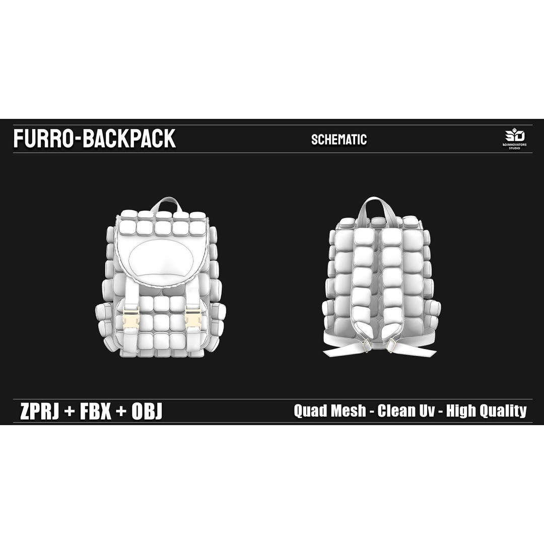 Furro-Backpack 3D Model – Stylized High Quality Game Asset, FBX/OBJ - View 5