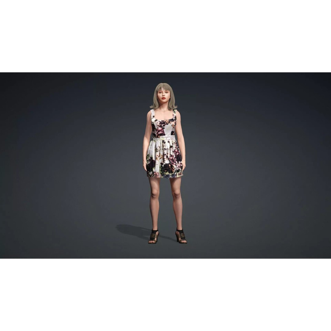 Beautiful Woman 3D Model – Rigged Character for Animation, FBX - View 3